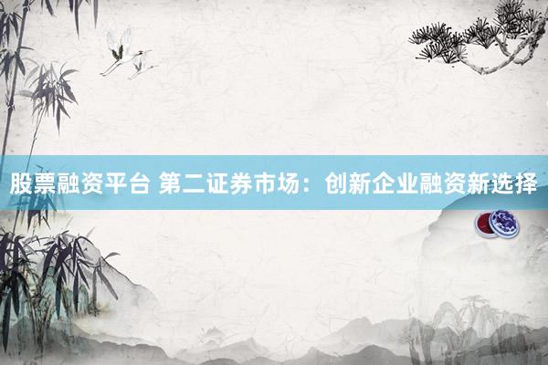 股票融资平台 第二证券市场：创新企业融资新选择