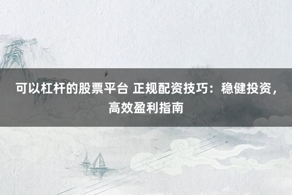 可以杠杆的股票平台 正规配资技巧：稳健投资，高效盈利指南