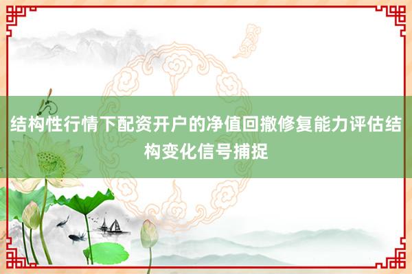 结构性行情下配资开户的净值回撤修复能力评估结构变化信号捕捉
