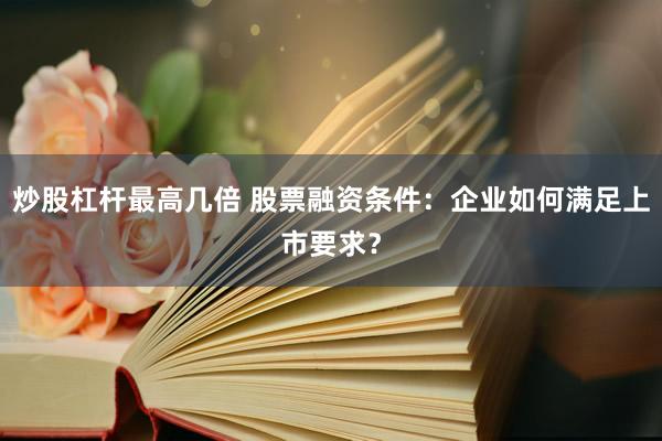 炒股杠杆最高几倍 股票融资条件：企业如何满足上市要求？