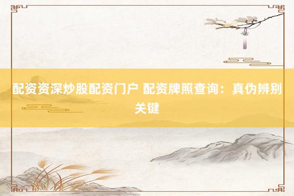 配资资深炒股配资门户 配资牌照查询：真伪辨别关键
