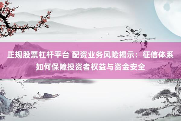正规股票杠杆平台 配资业务风险揭示：征信体系如何保障投资者权益与资金安全